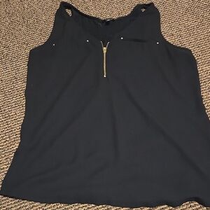 Express Black Tank Top with Zipper And Gold Accents